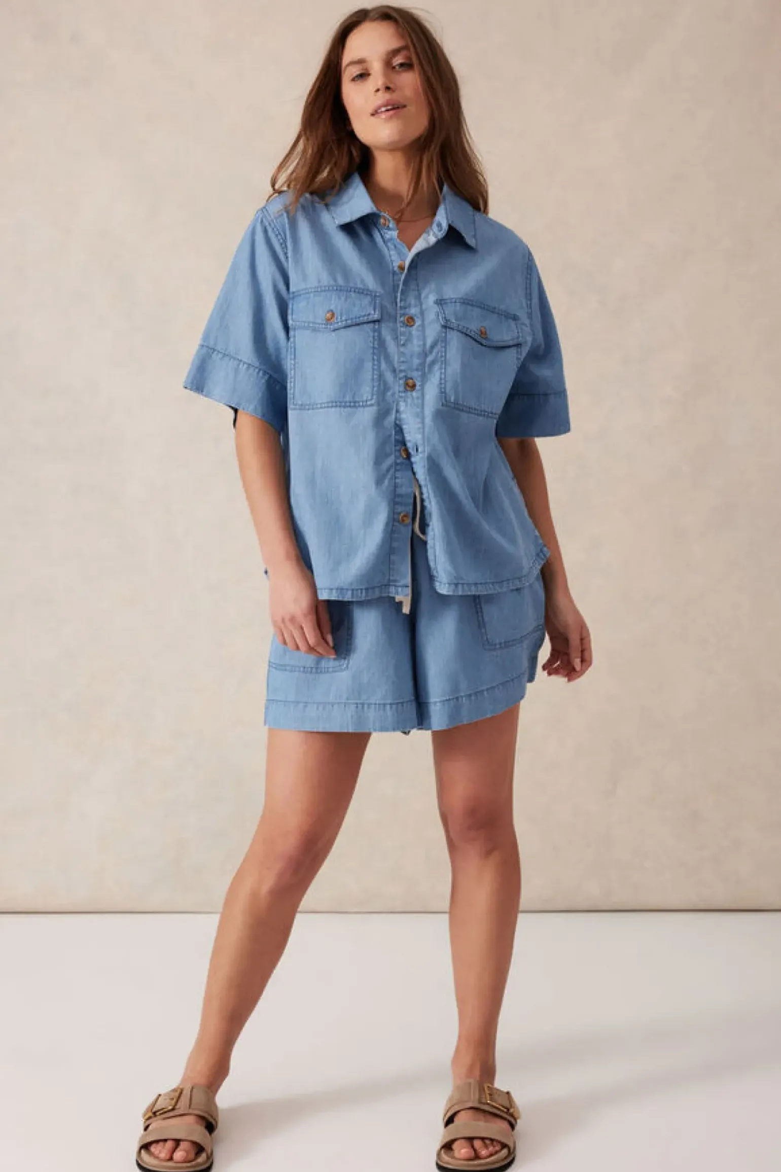 Ceres Life Relaxed Short Sleeve Shirt - Vintage Blue Pinstripe