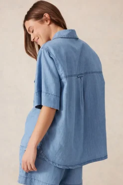 Ceres Life Relaxed Short Sleeve Shirt - Vintage Blue Pinstripe