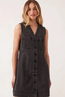Ceres Life Seamed Mini Shift Dress - Vintage Black