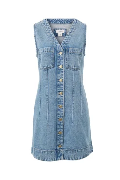 Ceres Life Seamed Mini Shift Dress - Mid Vintage Blue