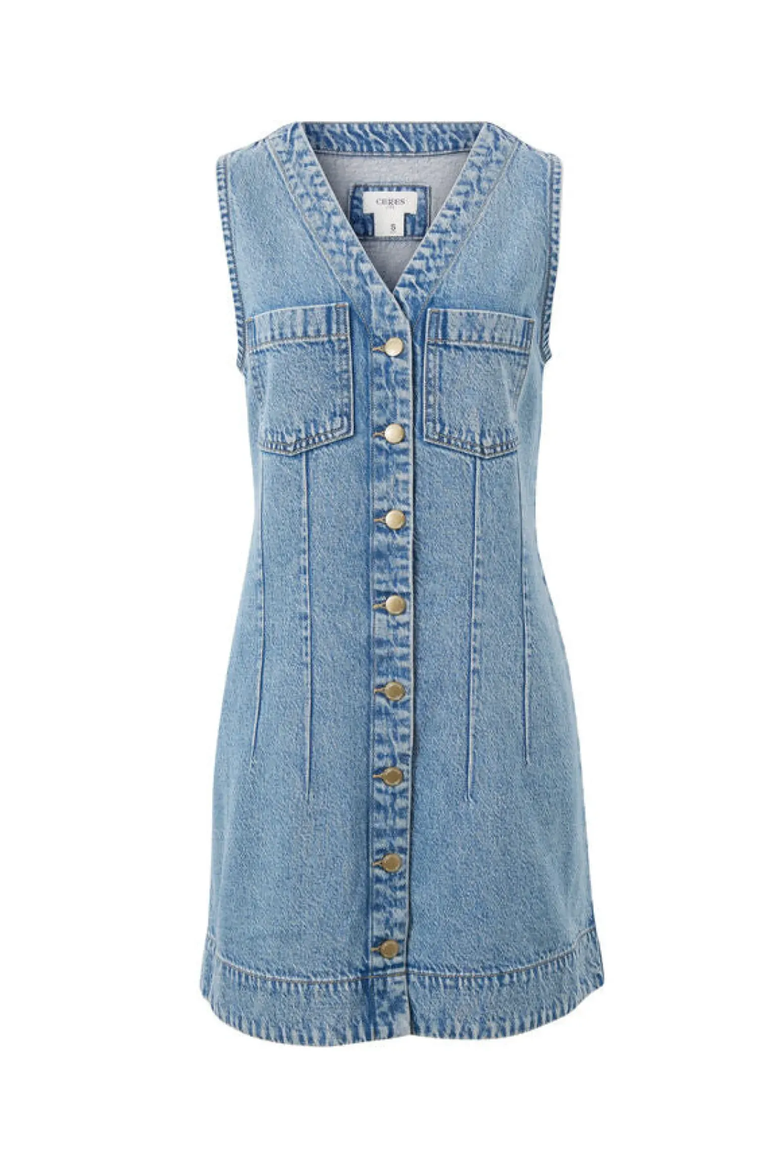 Ceres Life Seamed Mini Shift Dress - Mid Vintage Blue