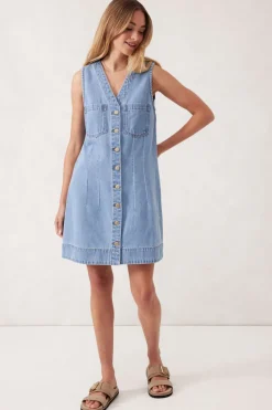 Ceres Life Seamed Mini Shift Dress - Vintage Blue