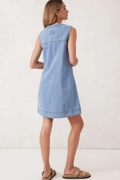 Ceres Life Seamed Mini Shift Dress - Vintage Blue
