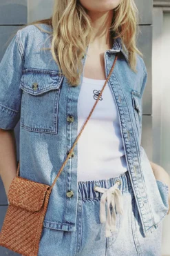 Ceres Life Short Sleeve Boxy Shirt - Vintage Blue Denim