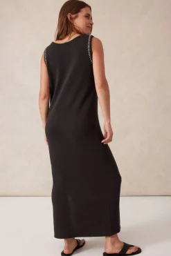 Ceres Life Sleeveless Boat Neck Knit Midi Dress - Phantom