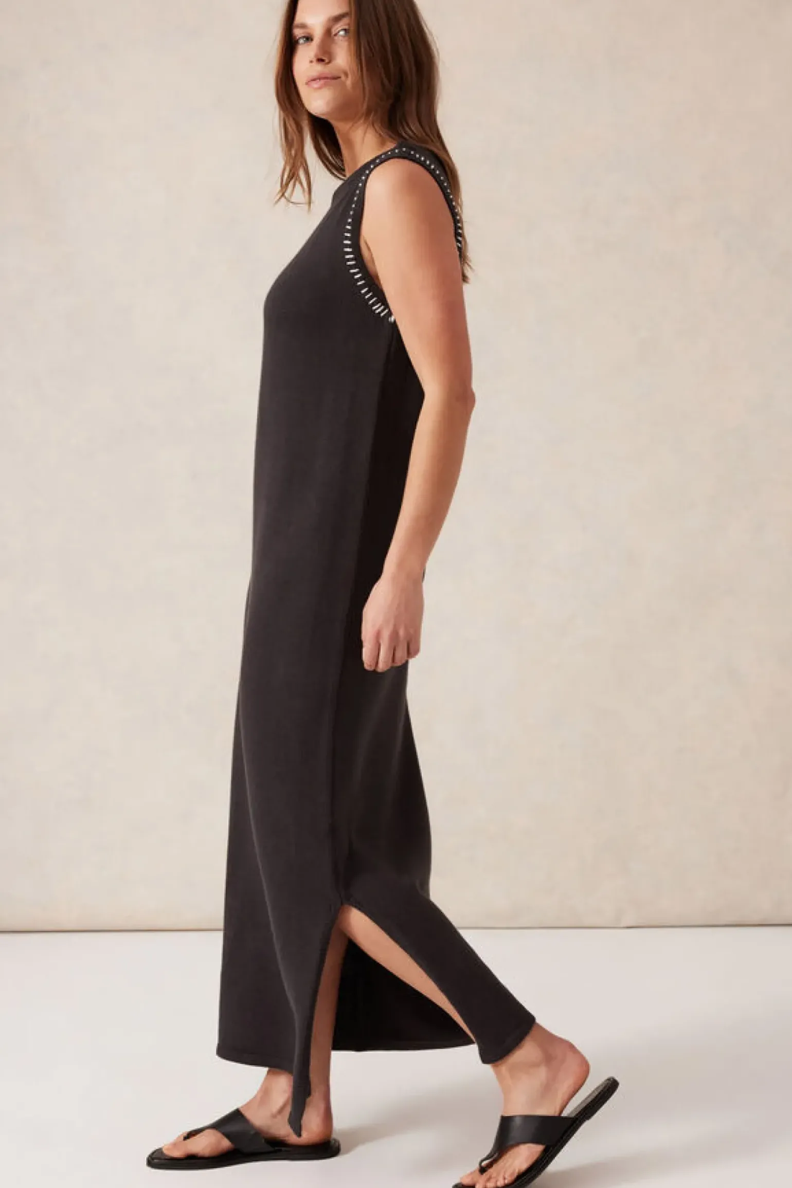 Ceres Life Sleeveless Boat Neck Knit Midi Dress - Phantom