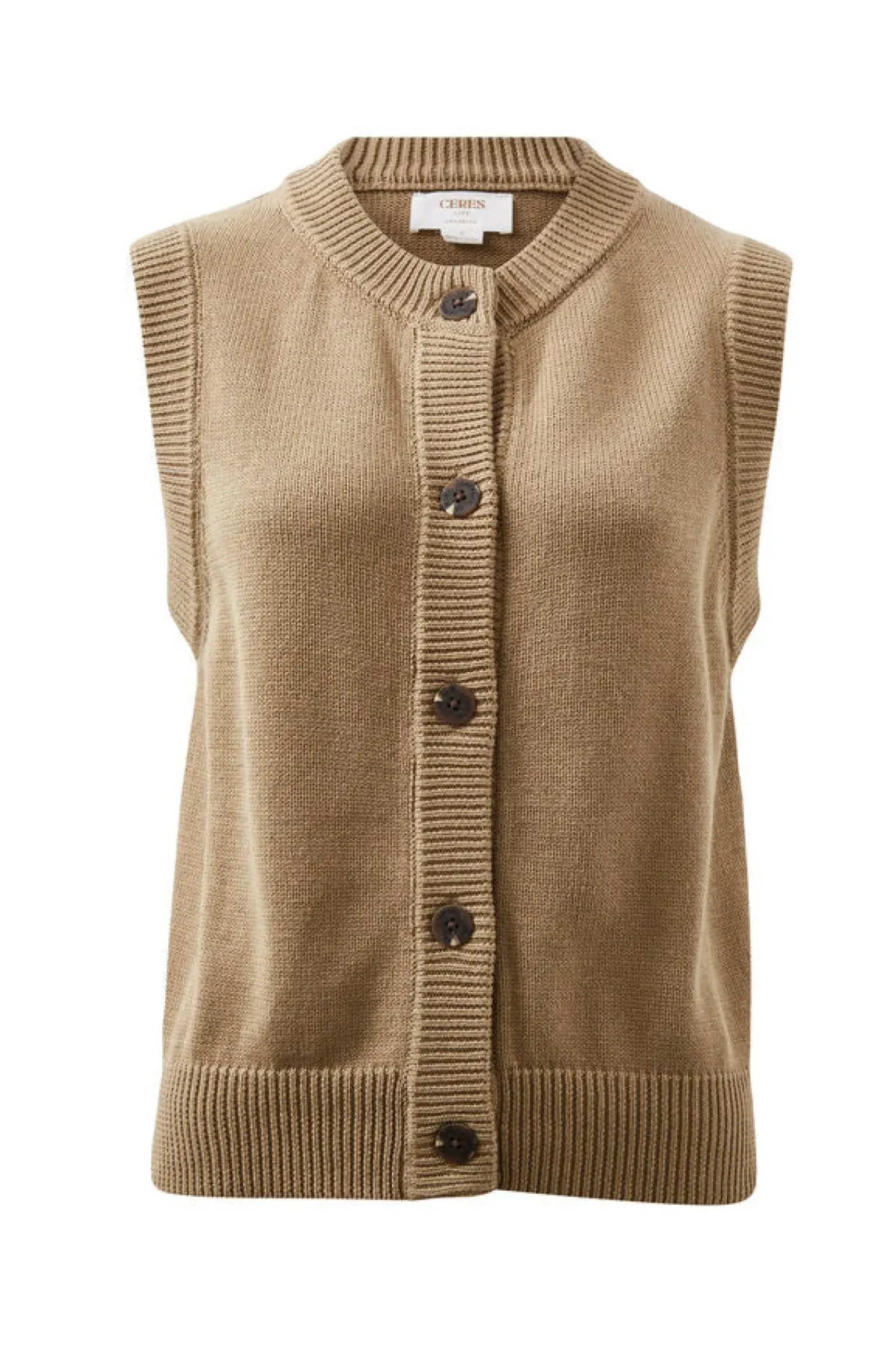 Ceres Life Sleeveless Cardi - Summer Taupe