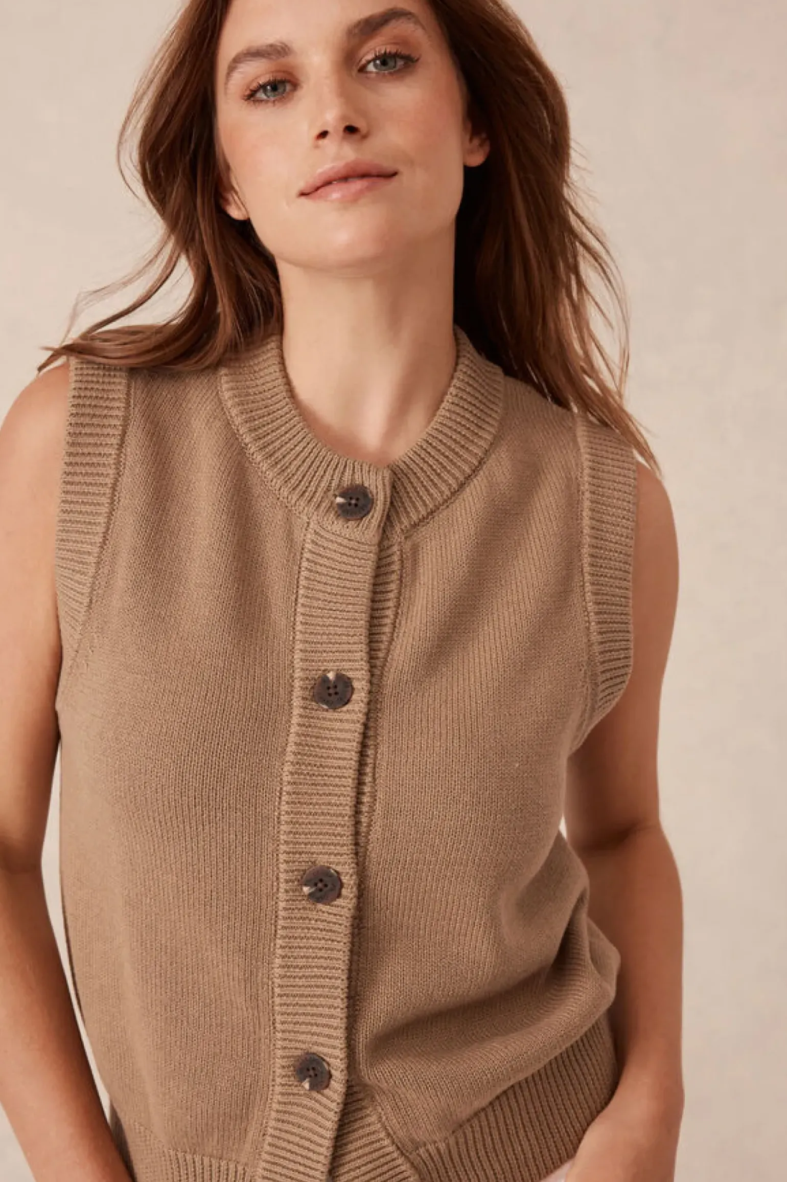 Ceres Life Sleeveless Cardi - Summer Taupe