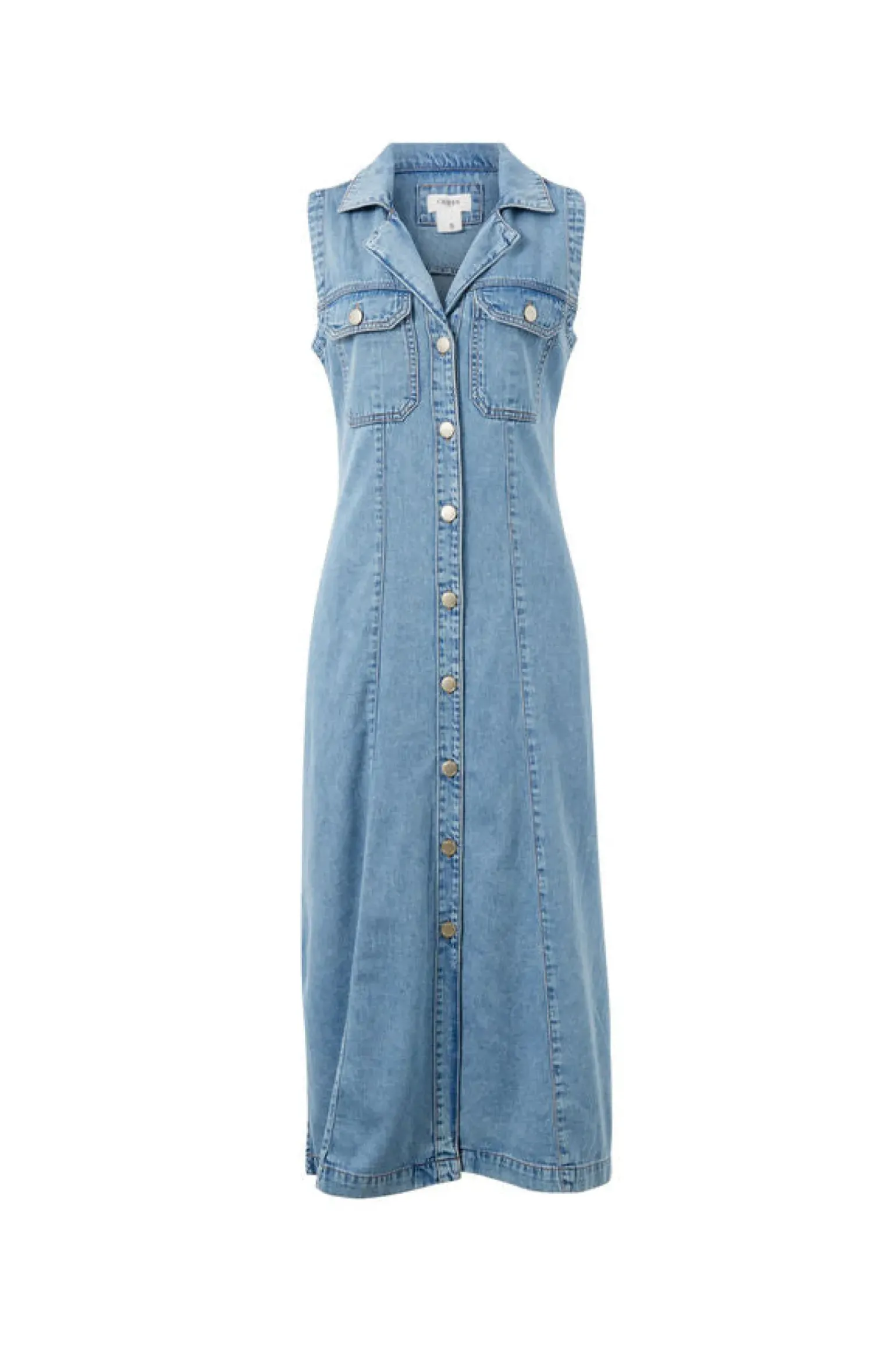 Ceres Life Sleeveless Panelled Midi Shirt Dress - Vintage Blue