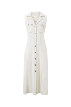 Ceres Life Sleeveless Panelled Midi Shirt Dress - Fresh Ecru