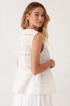 Ceres Life Sleeveless Tie Top - White