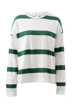 Ceres Life Slouchy Long Sleeve - Vanilla Pine Green Bold Stripe