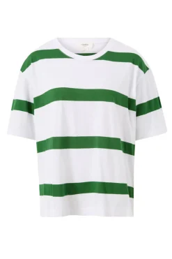 Ceres Life Slouchy Split Hem Tee - Winter Green Bold Stripe