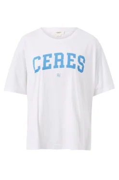 Ceres Life Slouchy Split Hem Tee - White/Ceres Varisty Pool Blue
