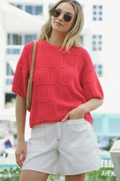 Ceres Life Square Knit Boxy Tee - Heritage Red