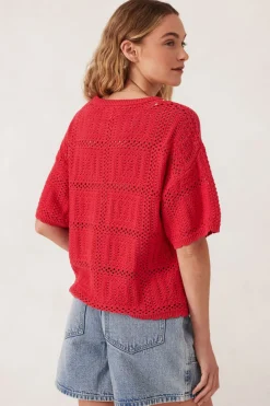 Ceres Life Square Knit Boxy Tee - Heritage Red