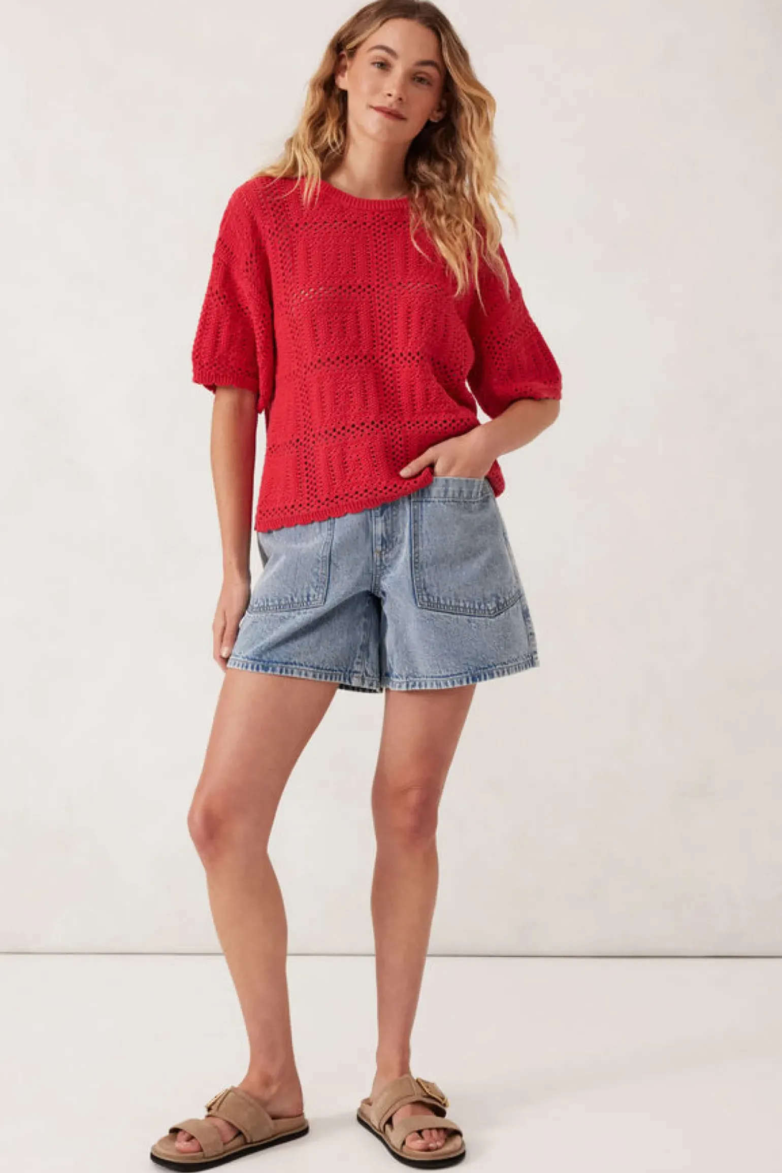 Ceres Life Square Knit Boxy Tee - Heritage Red