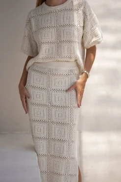 Ceres Life Square Knit Boxy Tee - Ecru