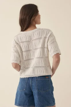 Ceres Life Square Knit Boxy Tee - Ecru