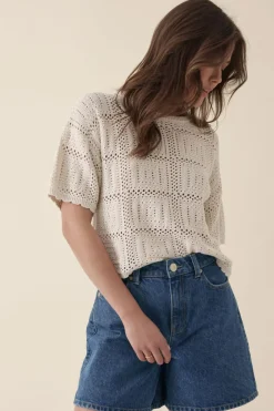 Ceres Life Square Knit Boxy Tee - Ecru