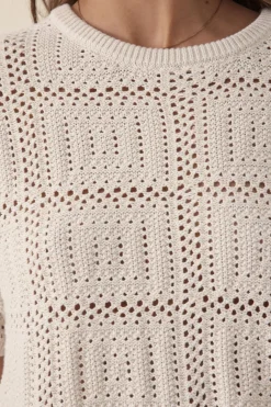 Ceres Life Square Knit Boxy Tee - Ecru