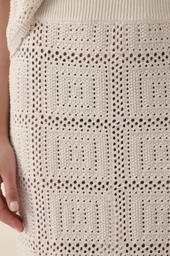 Ceres Life Square Knit Midi Skirt - Ecru