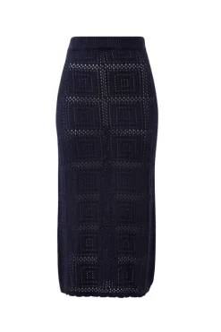 Ceres Life Square Knit Midi Skirt - New Navy