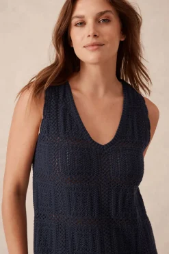 Ceres Life Square Knit Midi Tank Dress - New Navy
