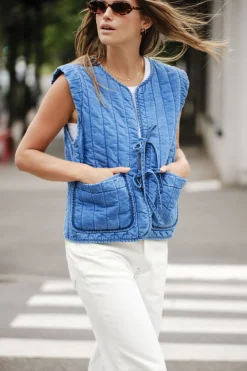Ceres Life Tie Quilted Vest - Worn Blue