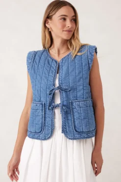 Ceres Life Tie Quilted Vest - Worn Blue