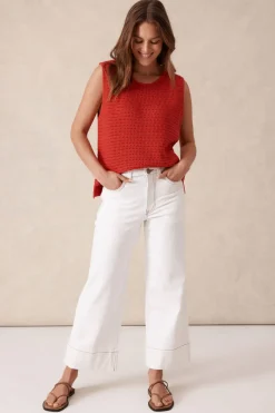 Ceres Life Wide Leg Crop Jean - Fresh Ecru