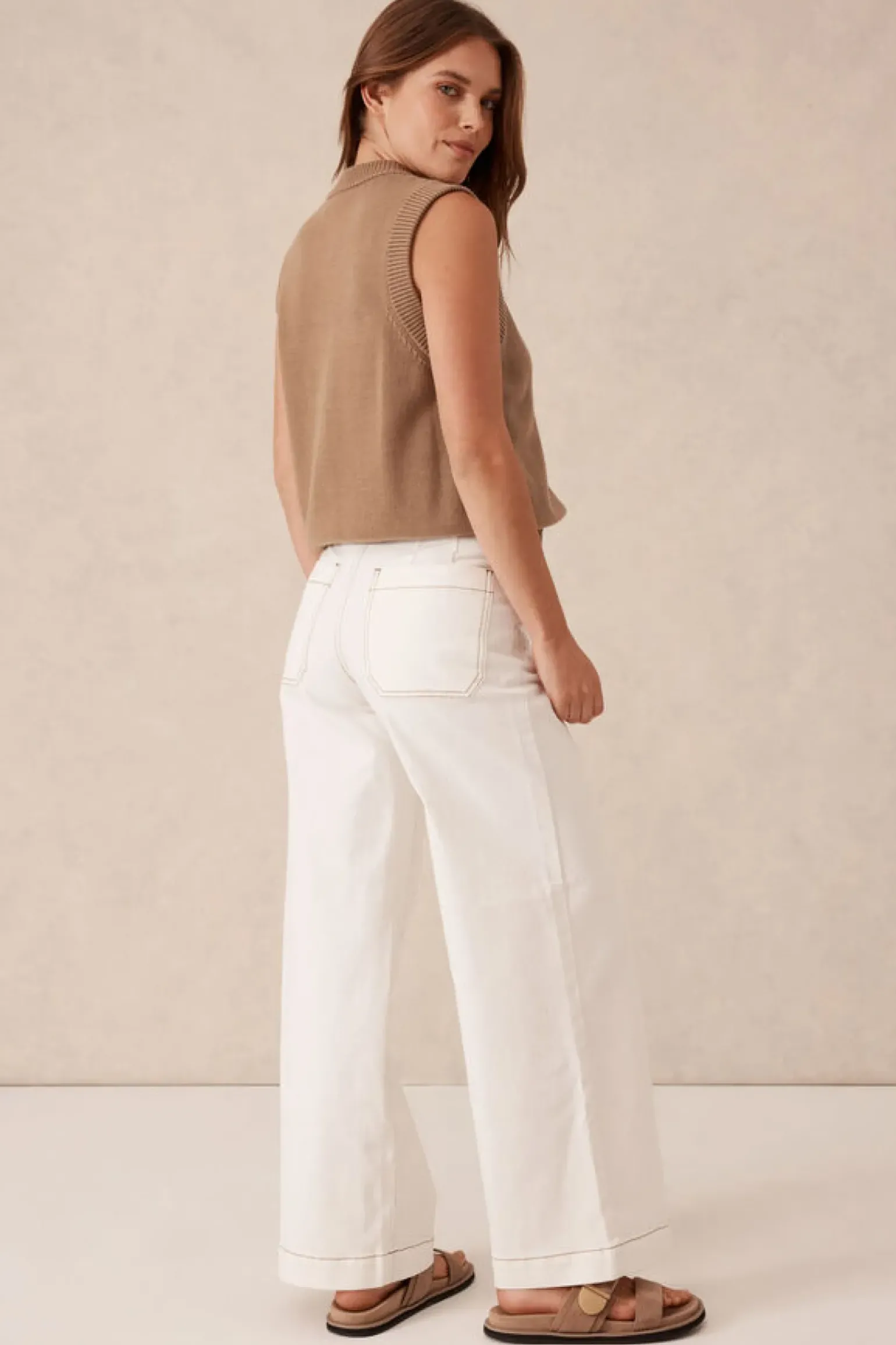 Ceres Life Wide Leg Front Pocket Jean - Fresh Ecru