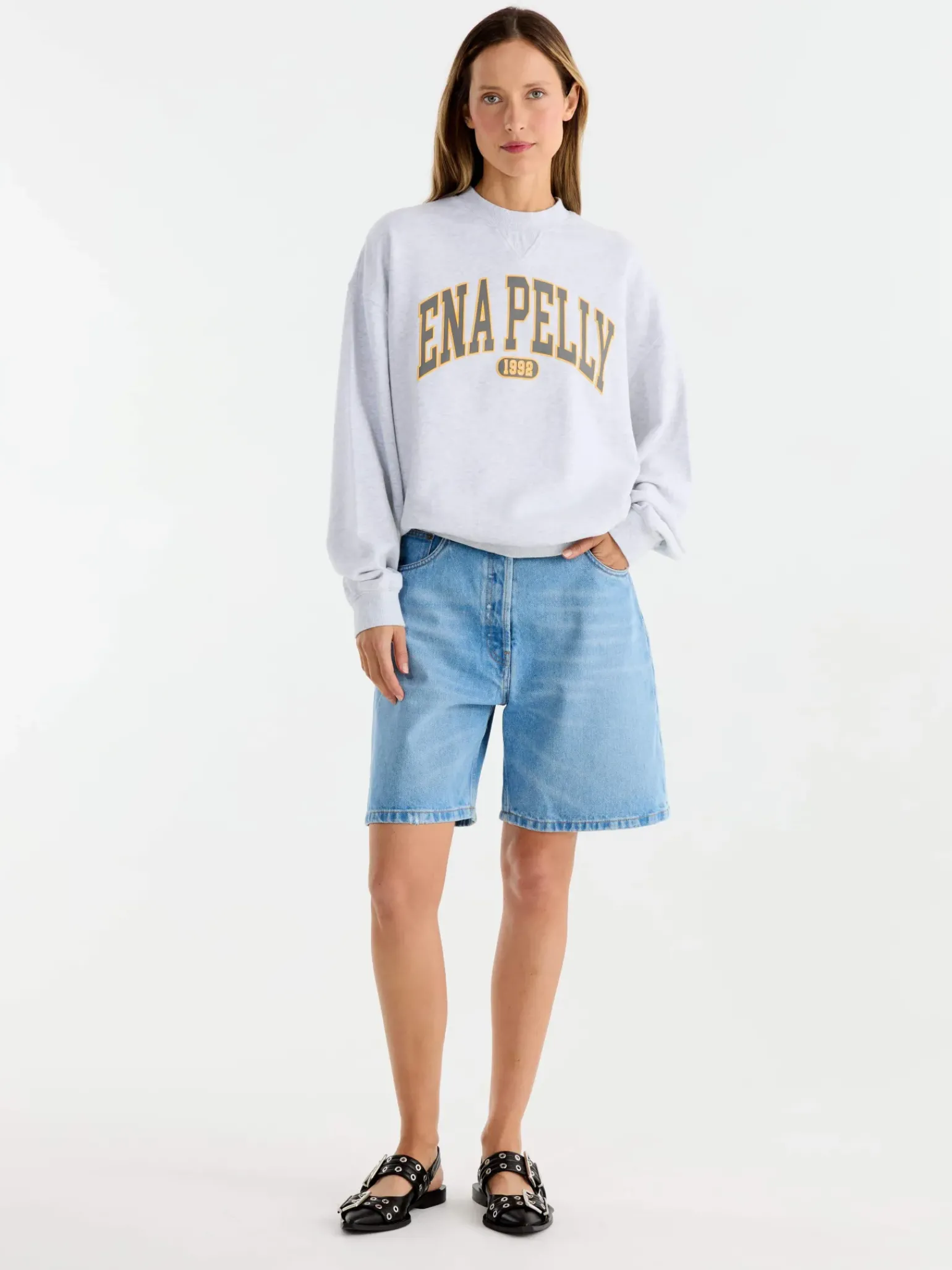 Ena Pelly Collegiate Sweatshirt - White Marle