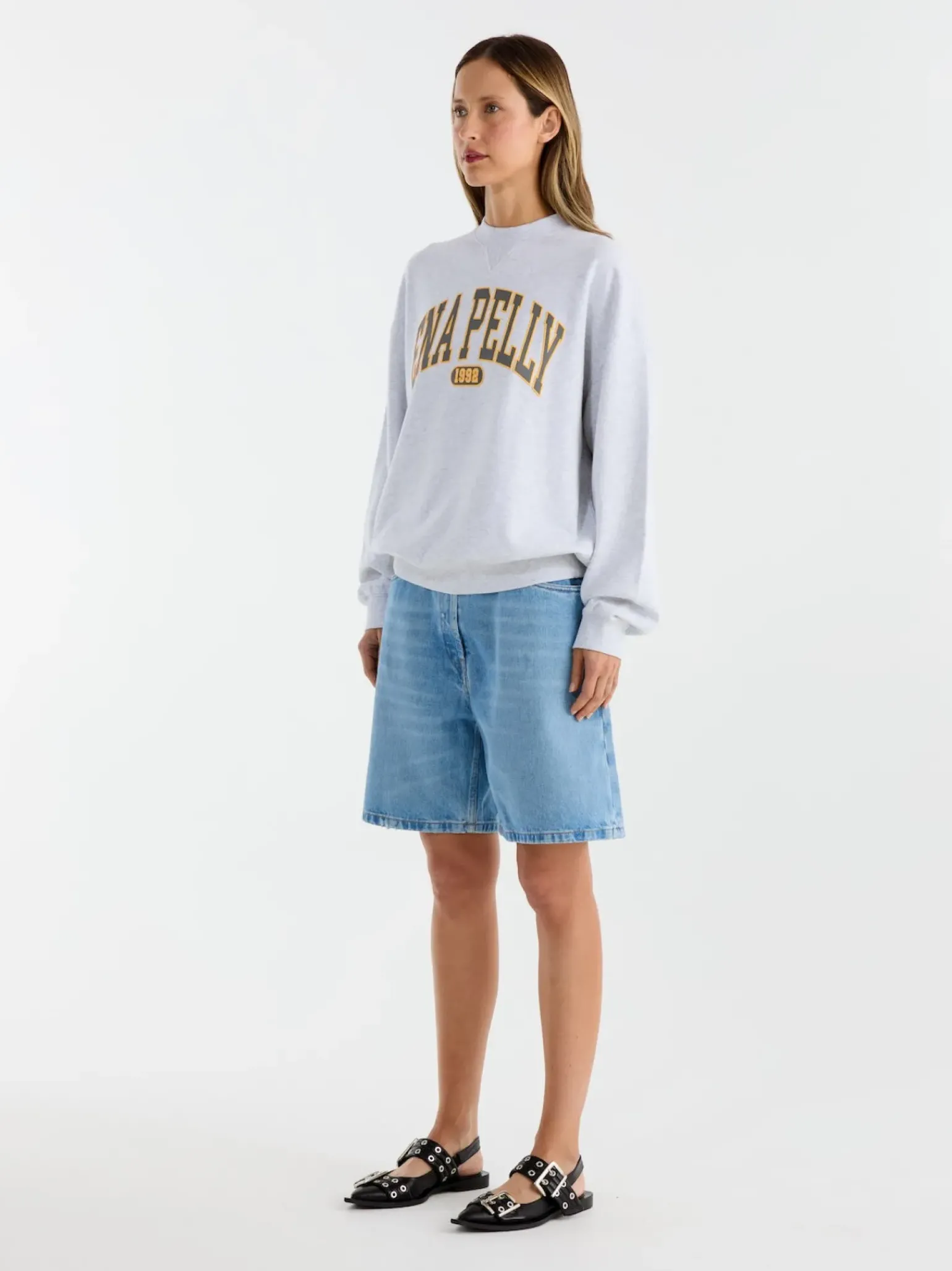 Ena Pelly Collegiate Sweatshirt - White Marle