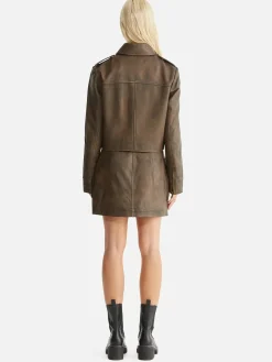 Ena Pelly Lennie Leather Biker Jacket - Worn Brown