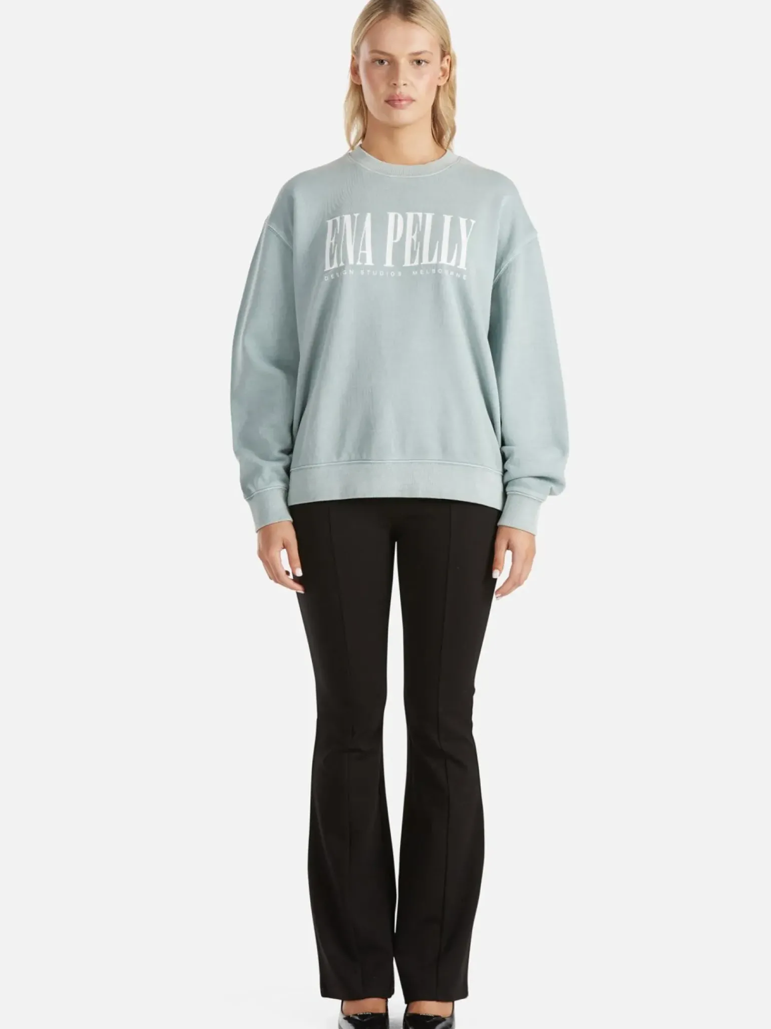 Ena Pelly Lilly Oversized Sweater City - Seafoam Wash