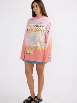 Ena Pelly Moto Long Sleeve Tee Dress - Multi