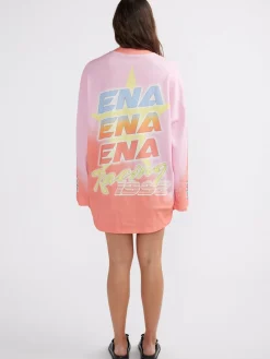 Ena Pelly Moto Long Sleeve Tee Dress - Multi