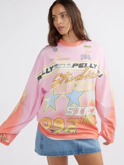 Ena Pelly Moto Long Sleeve Tee Dress - Multi
