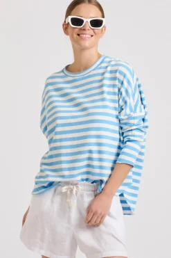 Est 1971 Raw Summer Sweatshirt - Blue/White Stripe