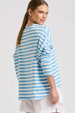 Est 1971 Raw Summer Sweatshirt - Blue/White Stripe