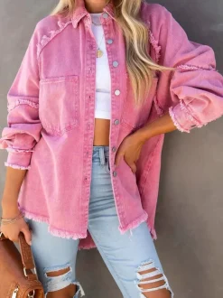 Eyes On Floyd Trixie Shirt Denim Jacket - Pink