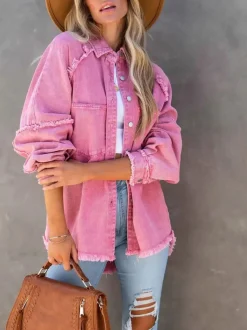 Eyes On Floyd Trixie Shirt Denim Jacket - Pink