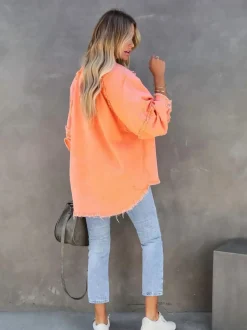 Eyes On Floyd Trixie Shirt Denim Jacket - Orange
