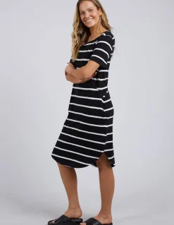 Foxwood Bay Stripe Dress- Black/White Stripe