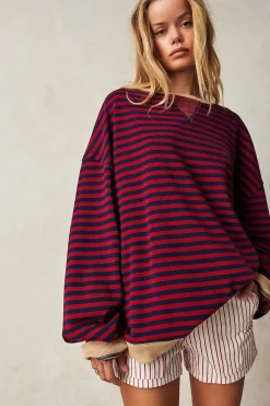 Free People Classic Striped Crew - Nautical Combo