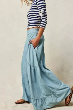 Free People Dawn on Me Wide Leg Jeans - Moonlit