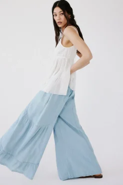 Free People Dawn on Me Wide Leg Jeans - Moonlit