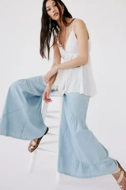Free People Dawn on Me Wide Leg Jeans - Moonlit