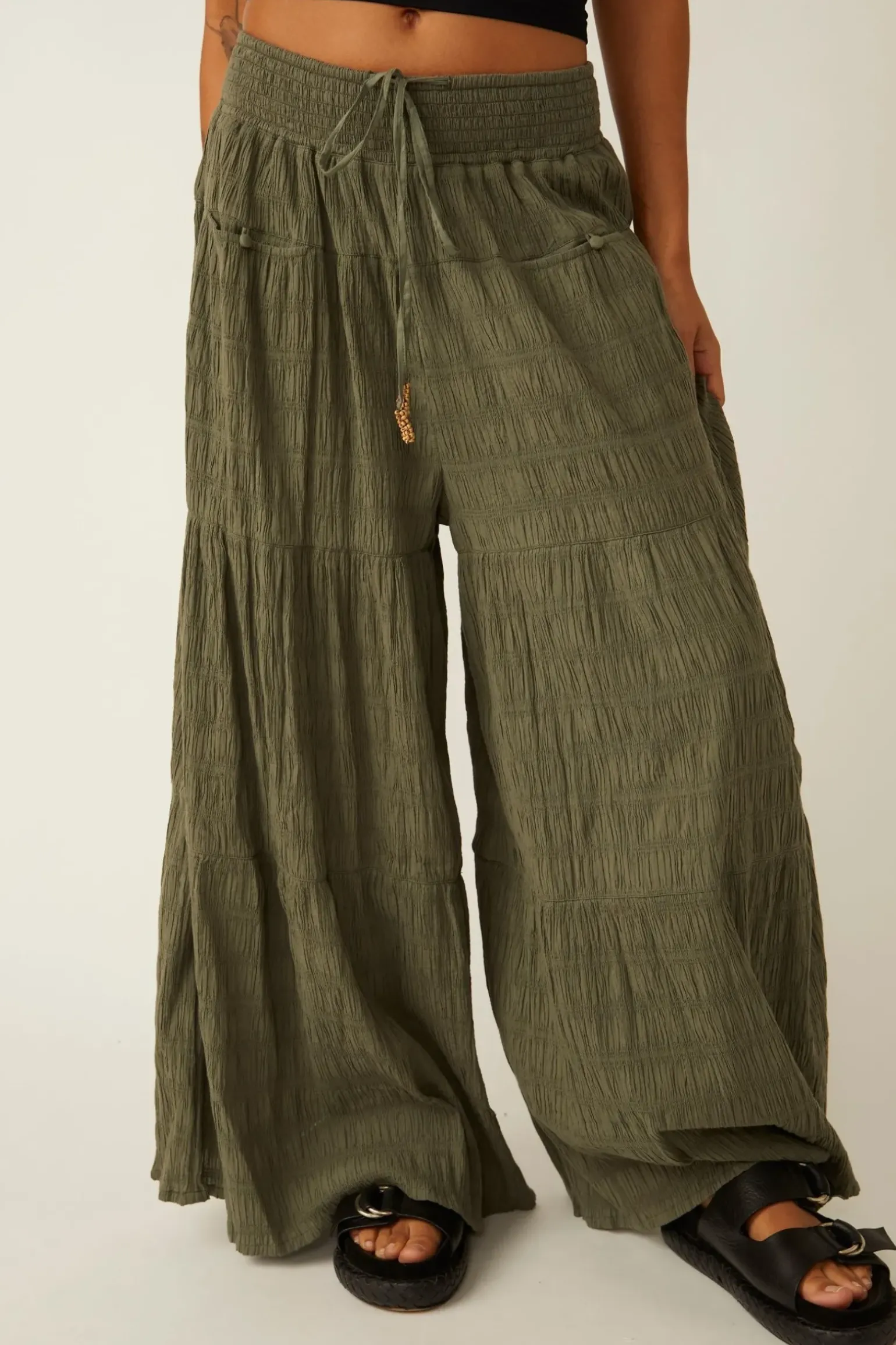 Free People In Paradise Wide Leg Pant - Dried Basil